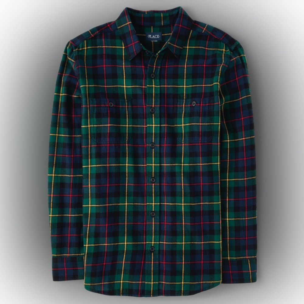 NWT The Children’s Place SZ 16 XXL/TTG Multicolor Plaid Button Down Shirt